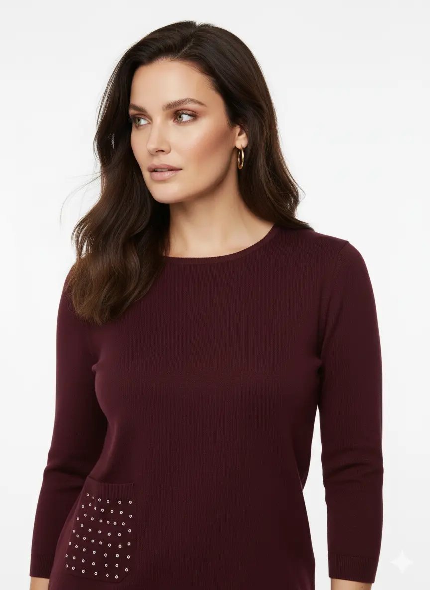 Maglia girocollo con dettagli in strass DORABELLA PIU'