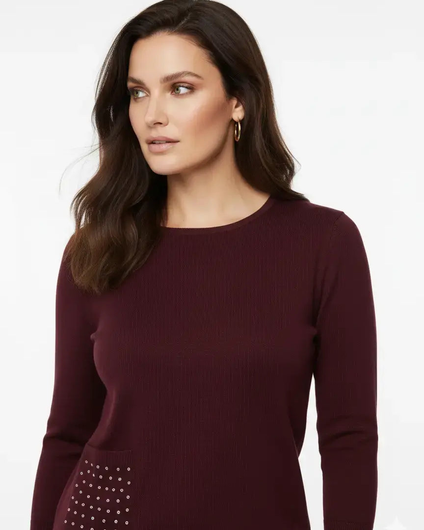 Maglia girocollo con dettagli in strass DORABELLA PIU'