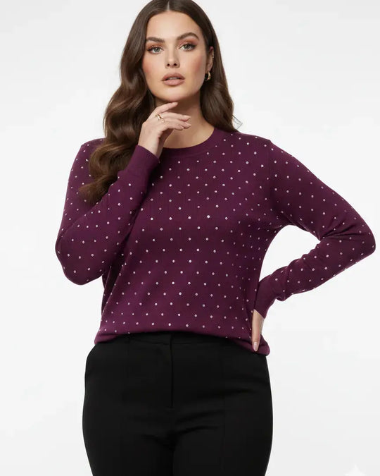 Maglia girocollo con dettagli strass DORABELLA PIU'