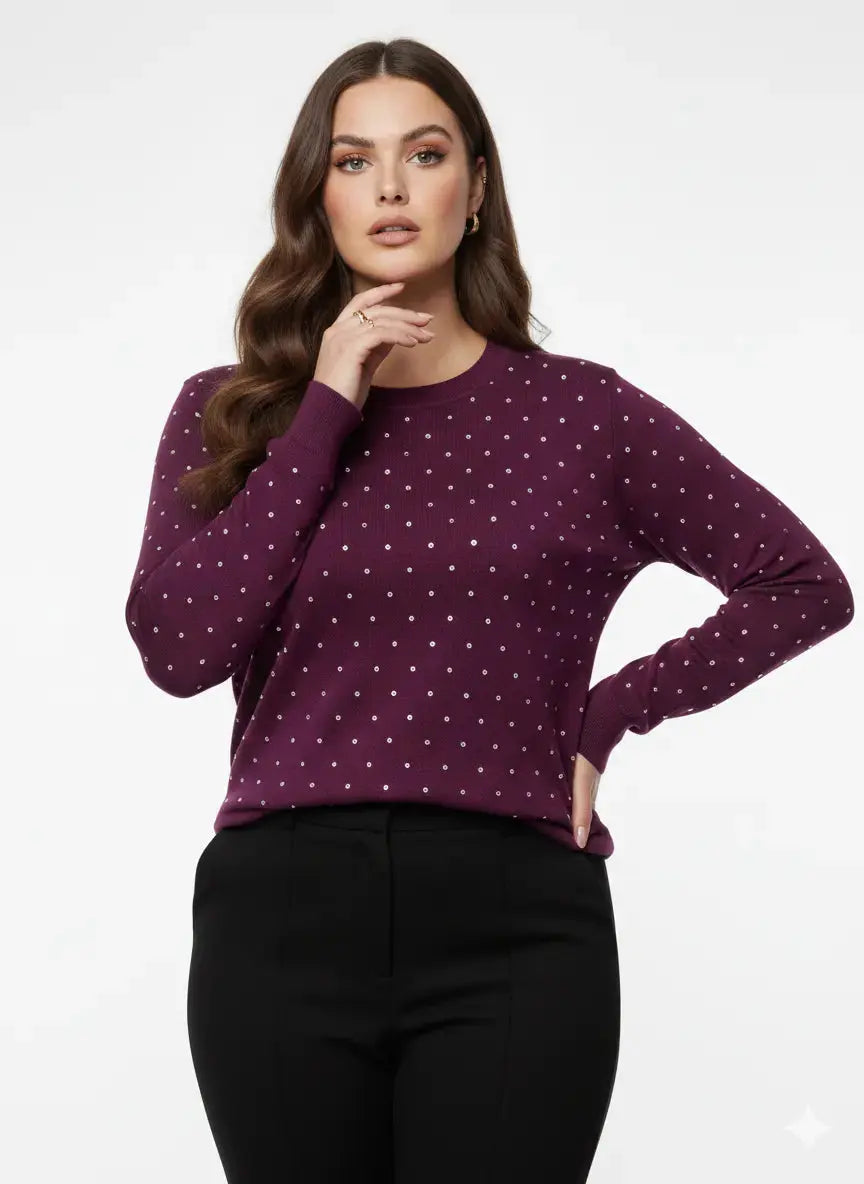 Maglia girocollo con dettagli strass DORABELLA PIU'