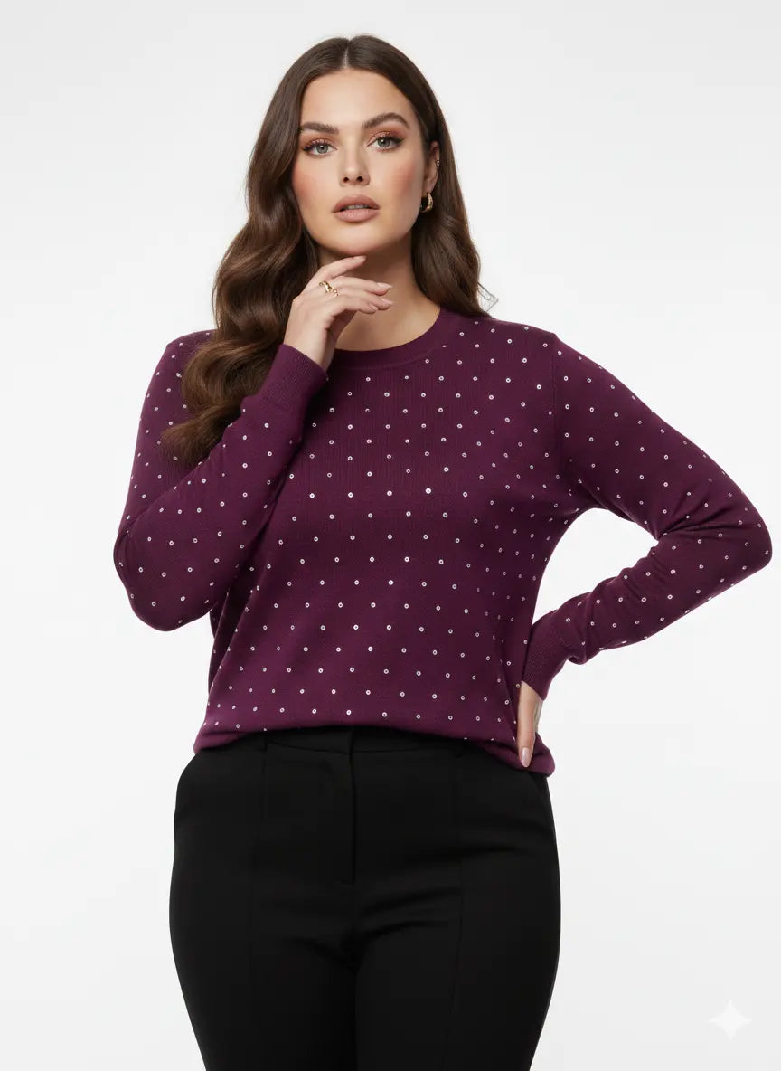 Maglia girocollo con dettagli strass DORABELLA PIU'