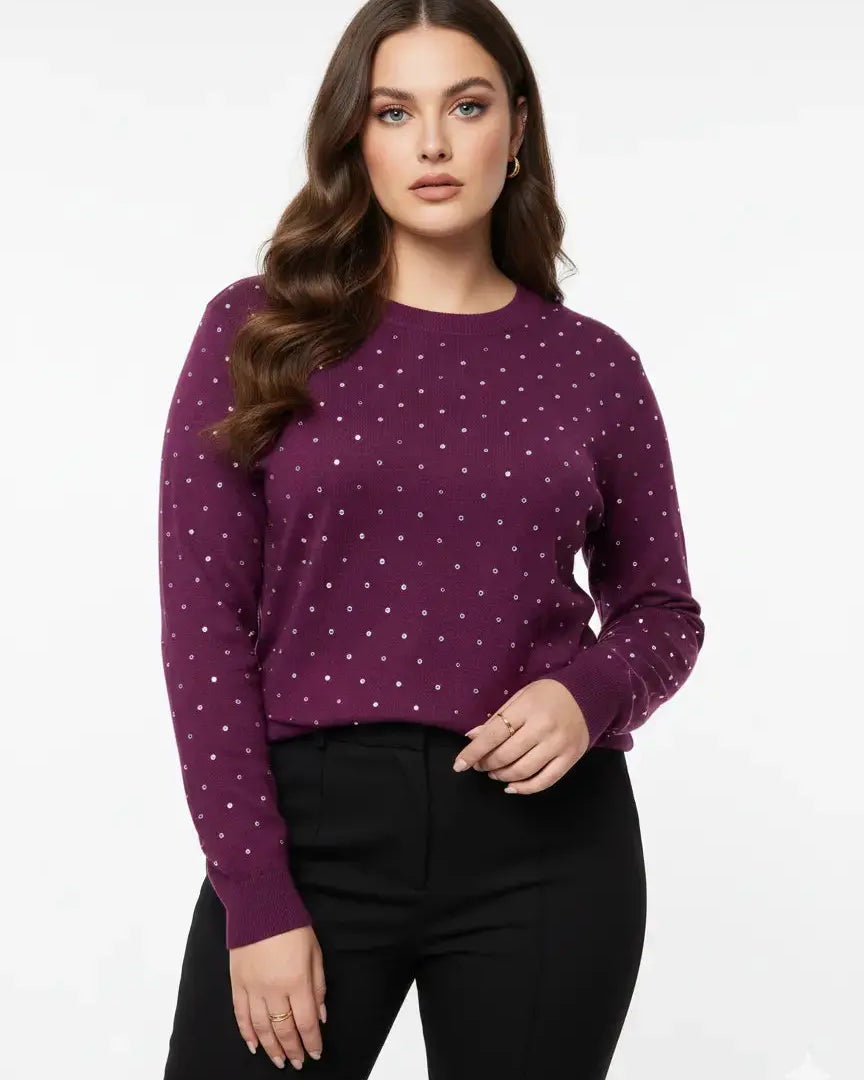 Maglia girocollo con dettagli strass DORABELLA PIU'