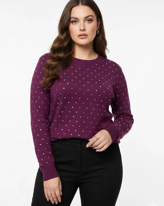 Maglia girocollo con dettagli strass DORABELLA PIU'