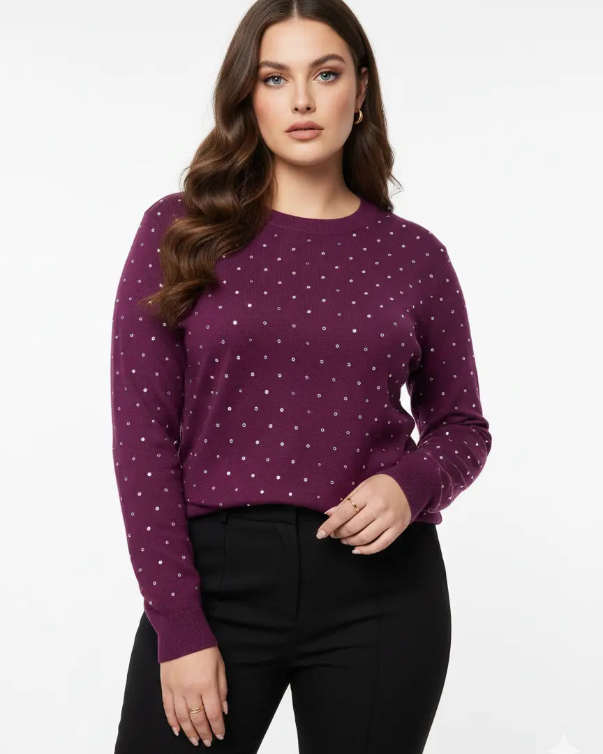 Maglia girocollo con dettagli strass DORABELLA PIU'