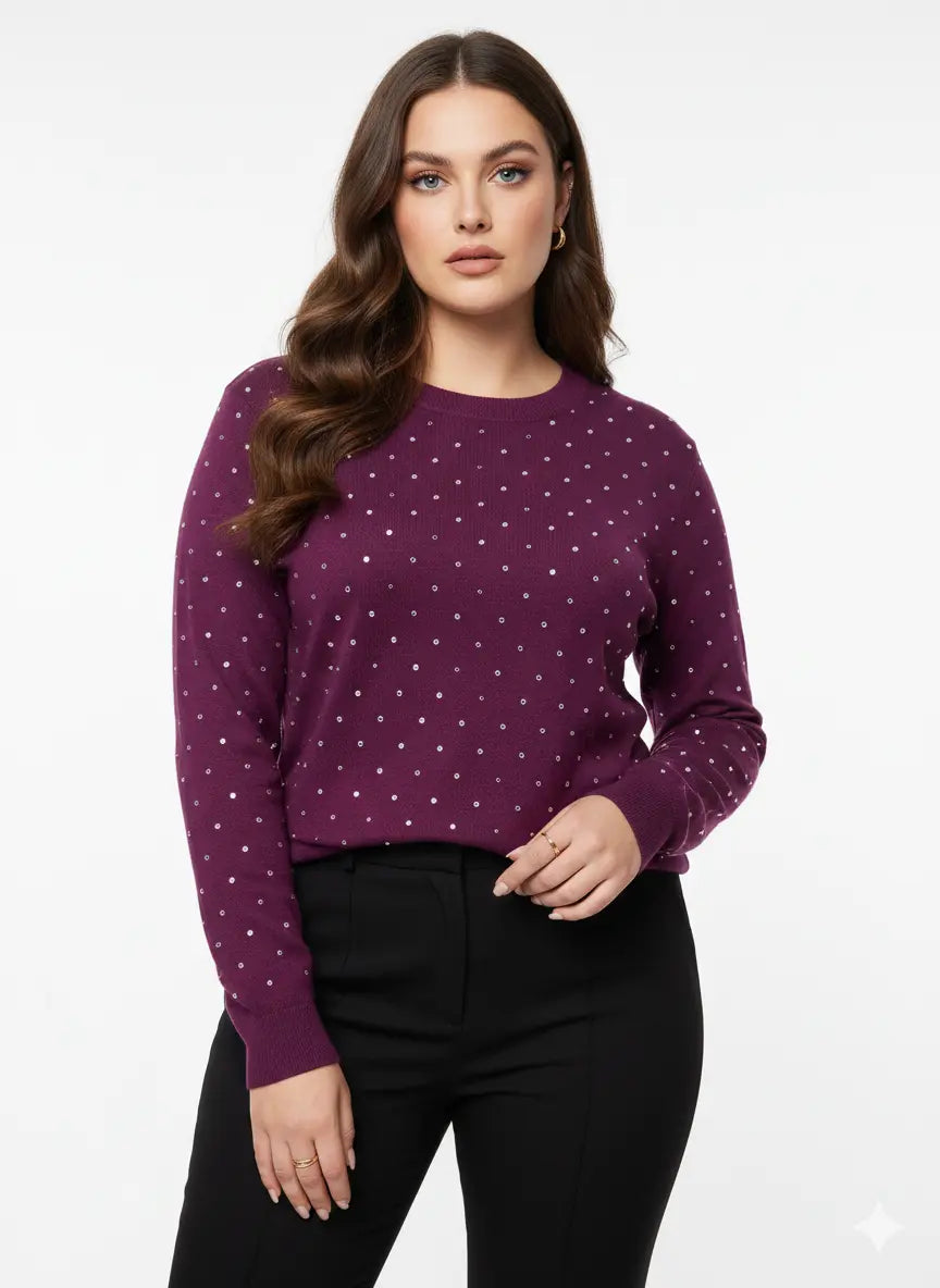 Maglia girocollo con dettagli strass DORABELLA PIU'