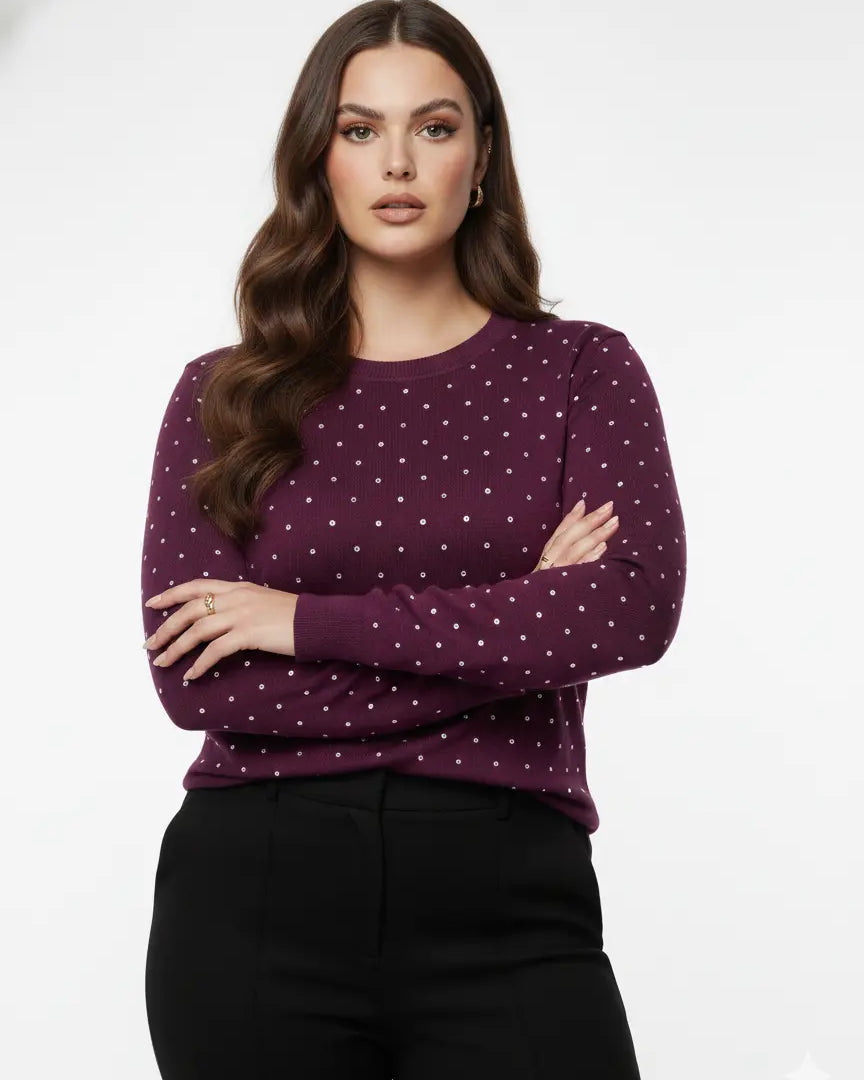 Maglia girocollo con dettagli strass DORABELLA PIU'