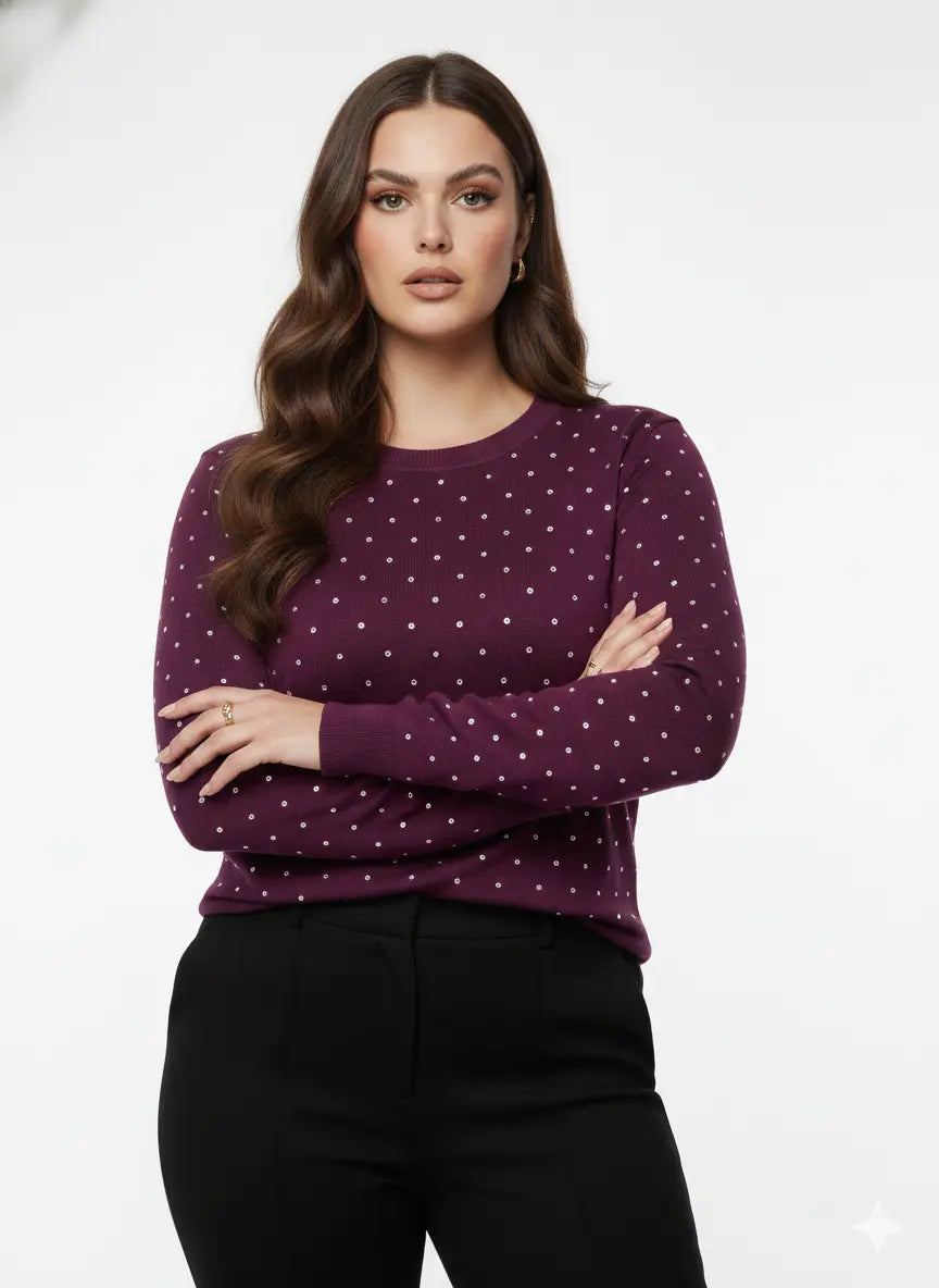 Maglia girocollo con dettagli strass DORABELLA PIU'