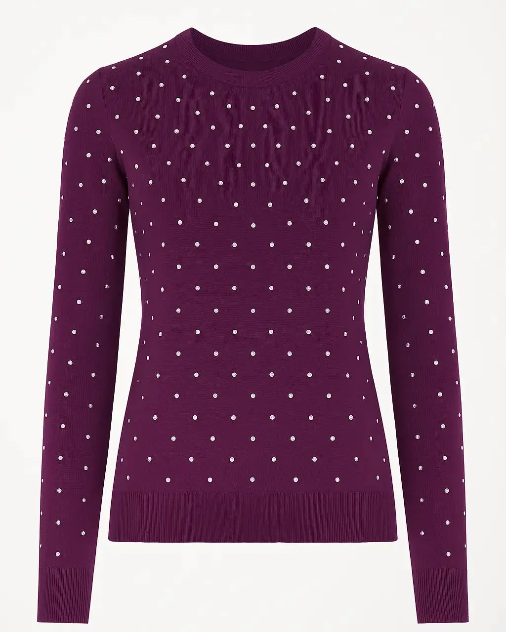 Maglia girocollo con dettagli strass DORABELLA PIU' 3XL (49) / Malva