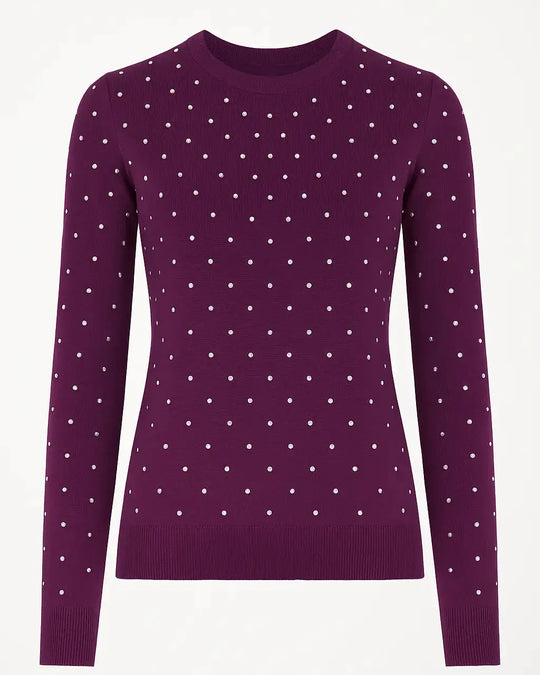 Maglia girocollo con dettagli strass DORABELLA PIU' 3XL (49) / Malva