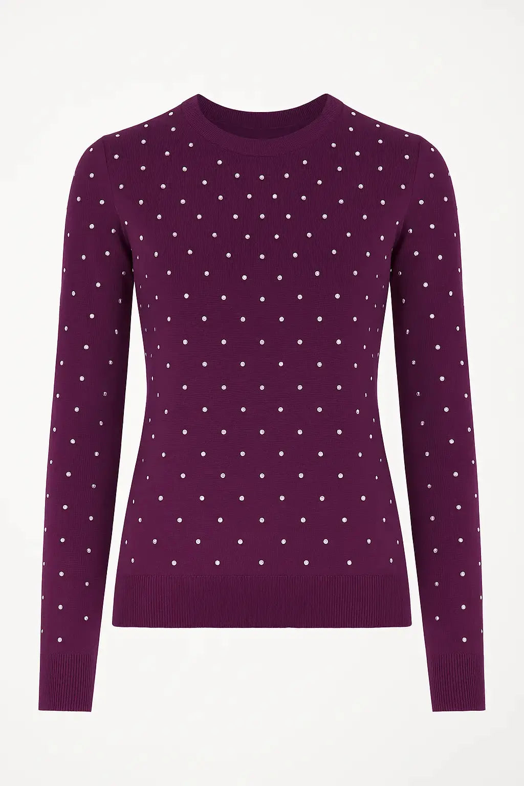 Maglia girocollo con dettagli strass DORABELLA PIU' 3XL (49) / Malva