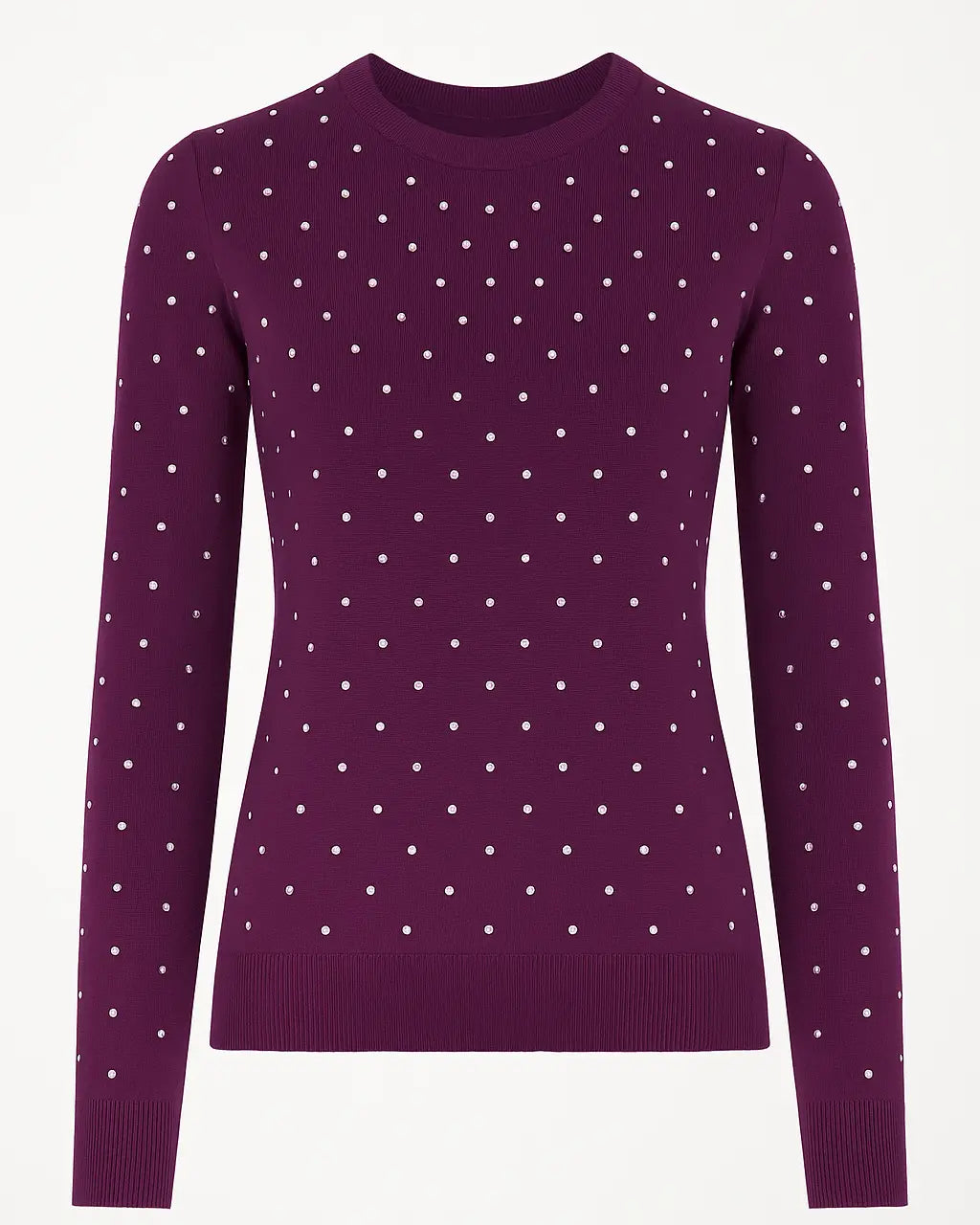 Maglia girocollo con dettagli strass DORABELLA PIU' 3XL (49) / Malva