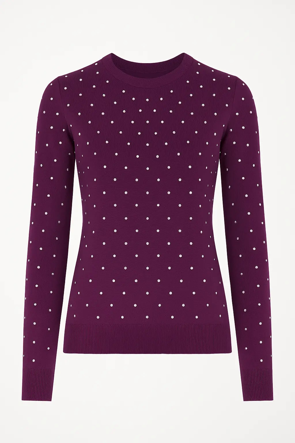 Maglia girocollo con dettagli strass DORABELLA PIU' 3XL (49) / Malva