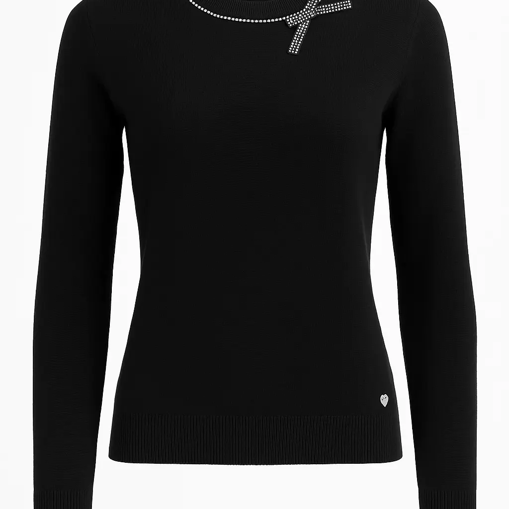 Maglia girocollo con fiocco di strass DORABELLA