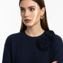 Maglia girocollo con fiori applicati DORABELLA