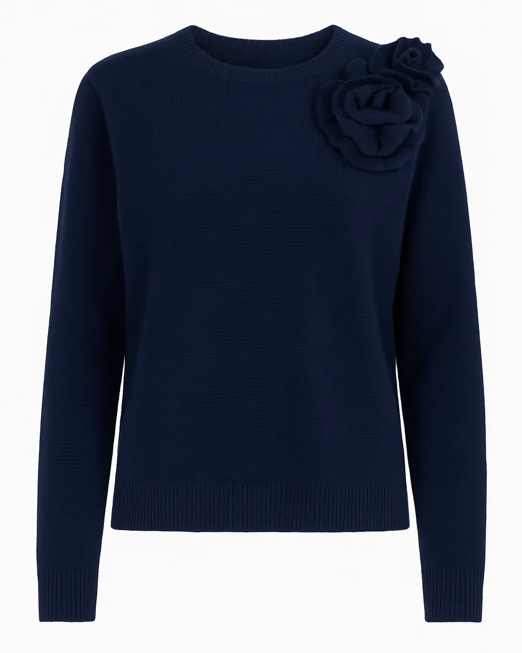 Maglia girocollo con fiori applicati DORABELLA XL / Blu