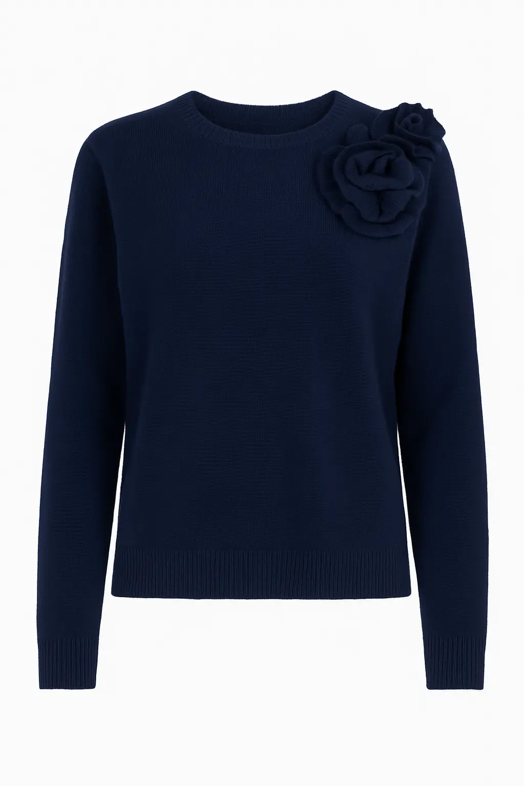 Maglia girocollo con fiori applicati DORABELLA XL / Blu