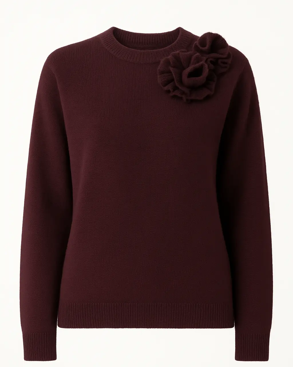 Maglia girocollo con fiori applicati DORABELLA XL / Prugna