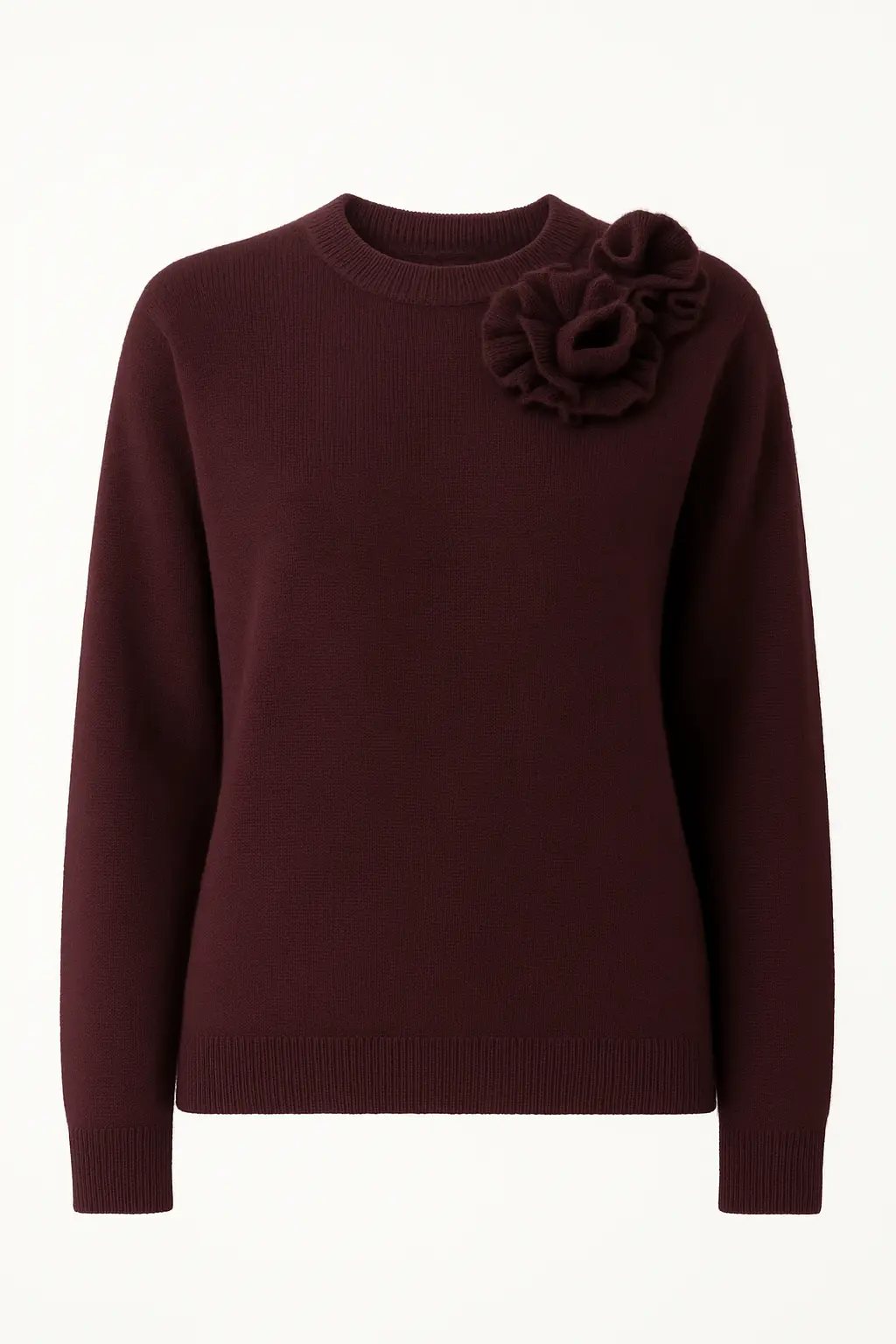 Maglia girocollo con fiori applicati DORABELLA XL / Prugna