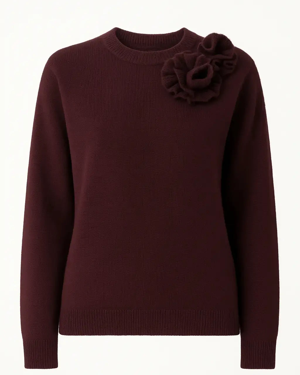 Maglia girocollo con fiori applicati DORABELLA XL / Prugna