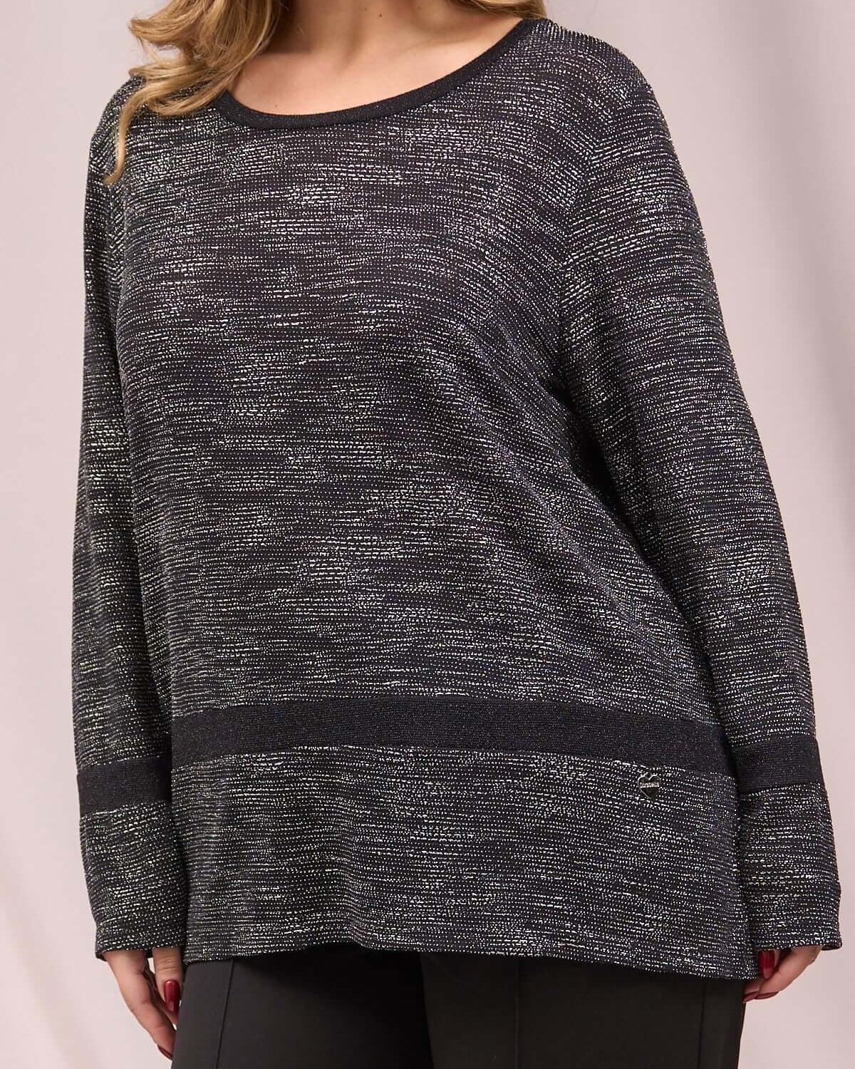 Maglia girocollo con inserti a contrasto NERO DORABELLA PIU'