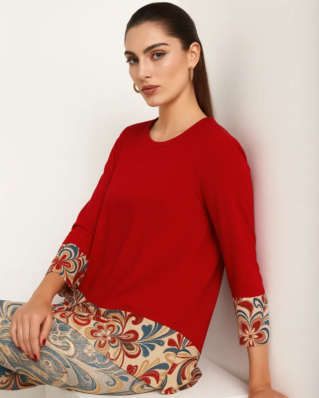 Maglia girocollo con inserto stampato sul fondo DORABELLA