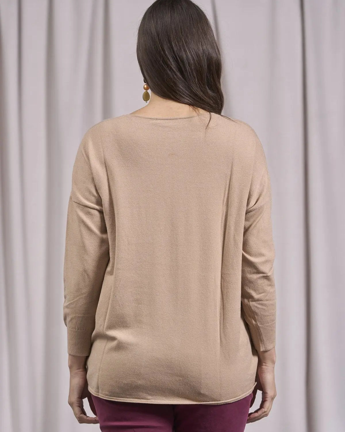 Maglia girocollo con intrecci frontali CAMMELLO IRONICA