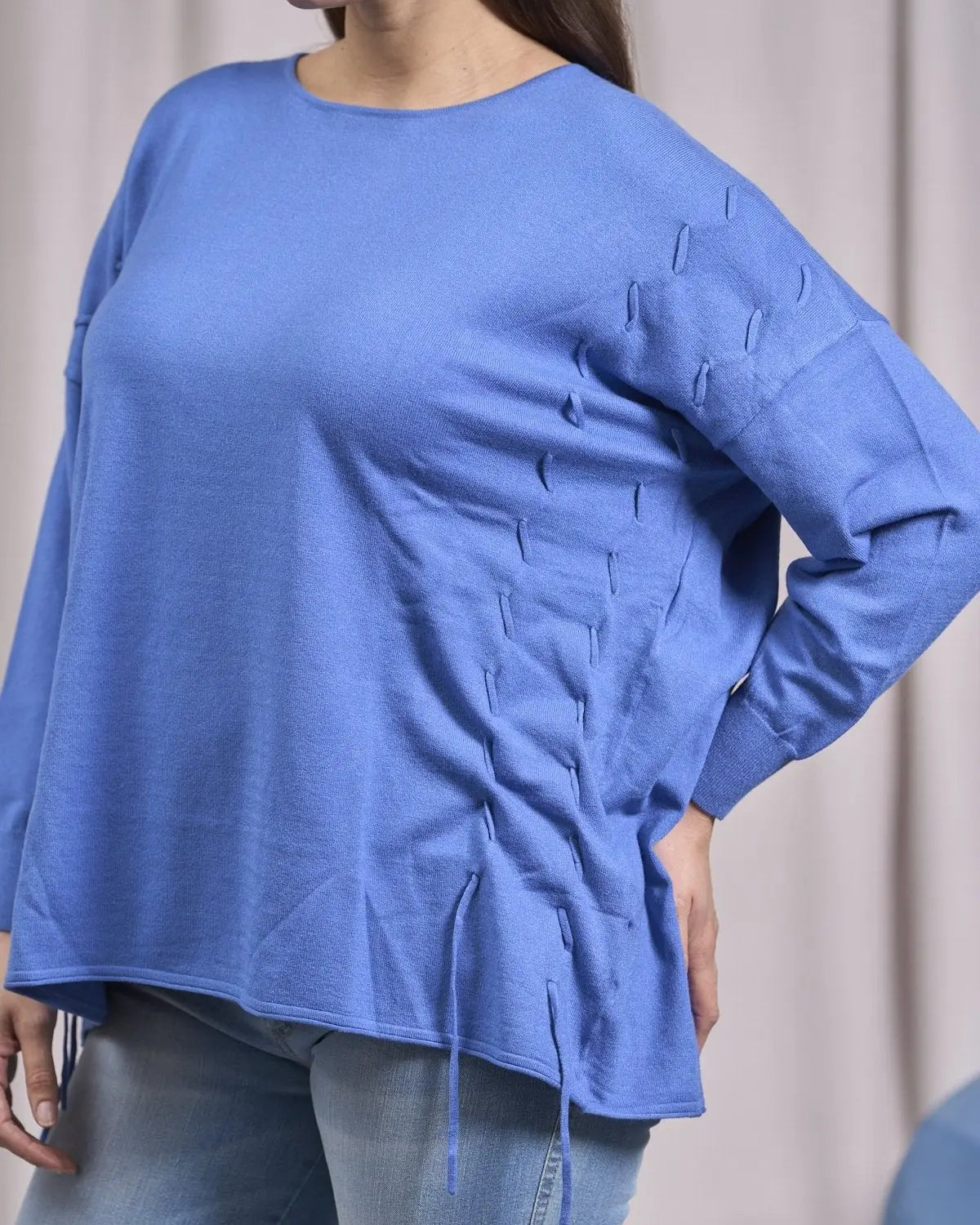 Maglia girocollo con intrecci frontali CARTA DA ZUCCHERO IRONICA