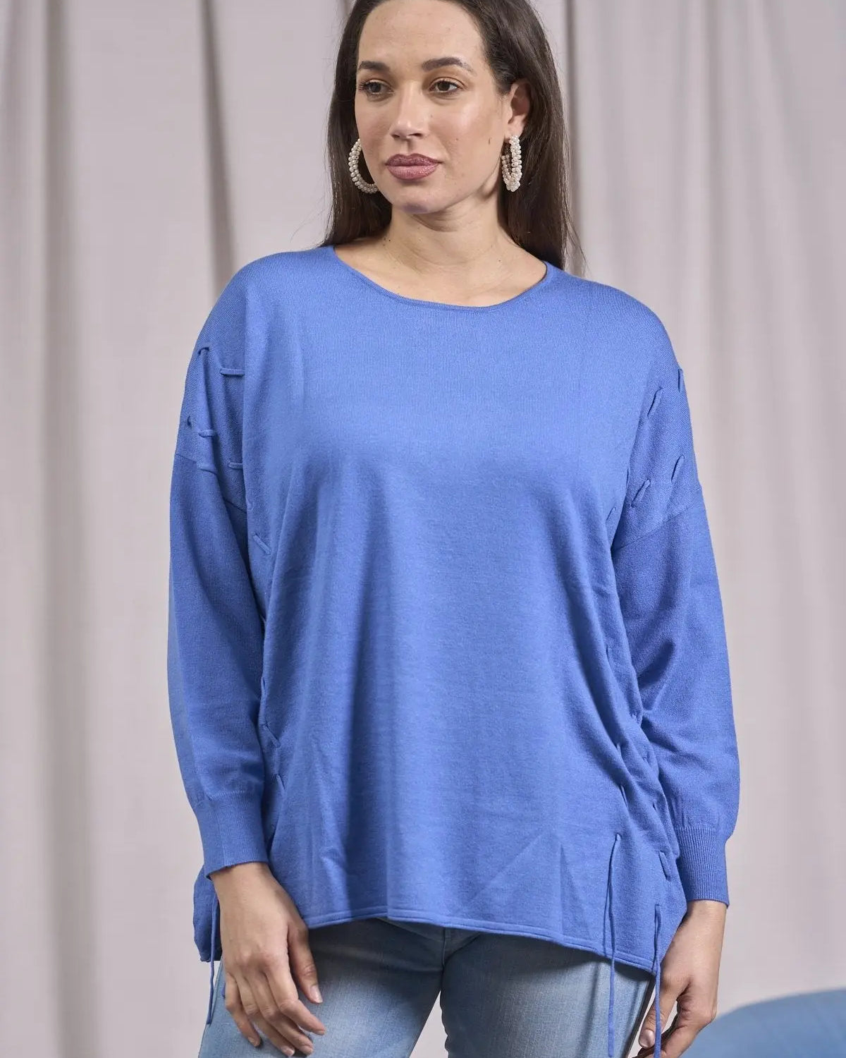 Maglia girocollo con intrecci frontali CARTA DA ZUCCHERO IRONICA