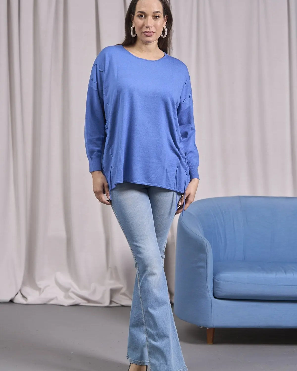 Maglia girocollo con intrecci frontali CARTA DA ZUCCHERO IRONICA