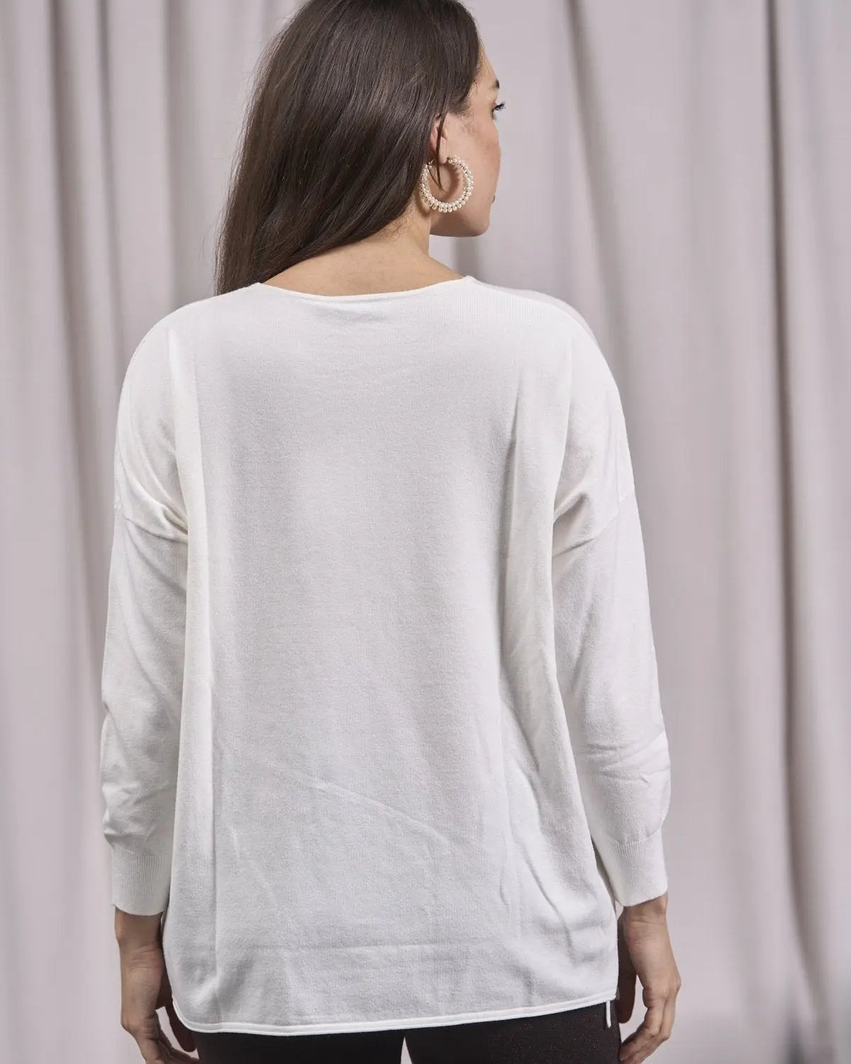 Maglia girocollo con intrecci frontali OFF WHITE IRONICA