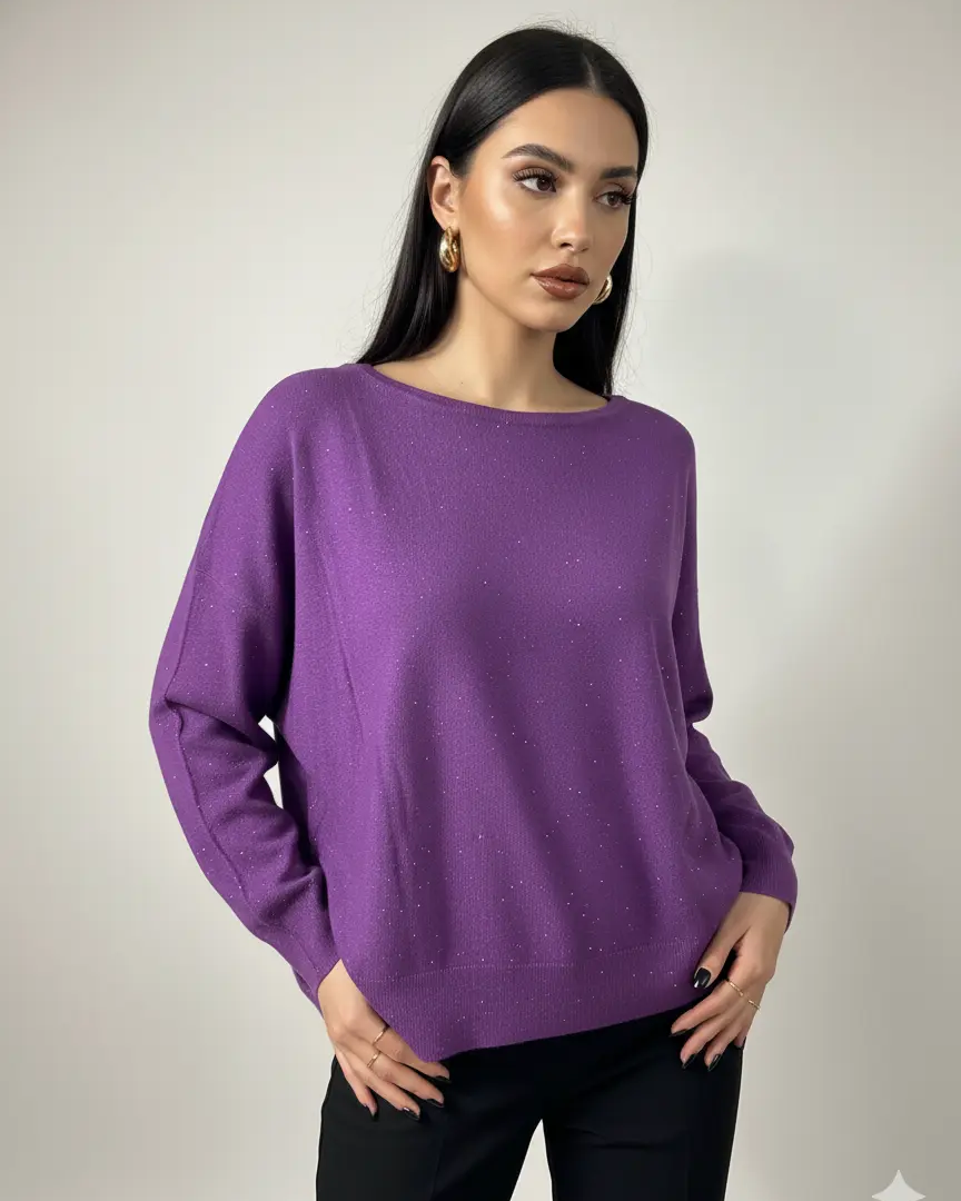 Maglia girocollo con micro paillettes DORABELLA