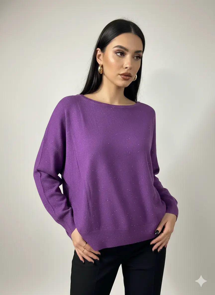 Maglia girocollo con micro paillettes DORABELLA