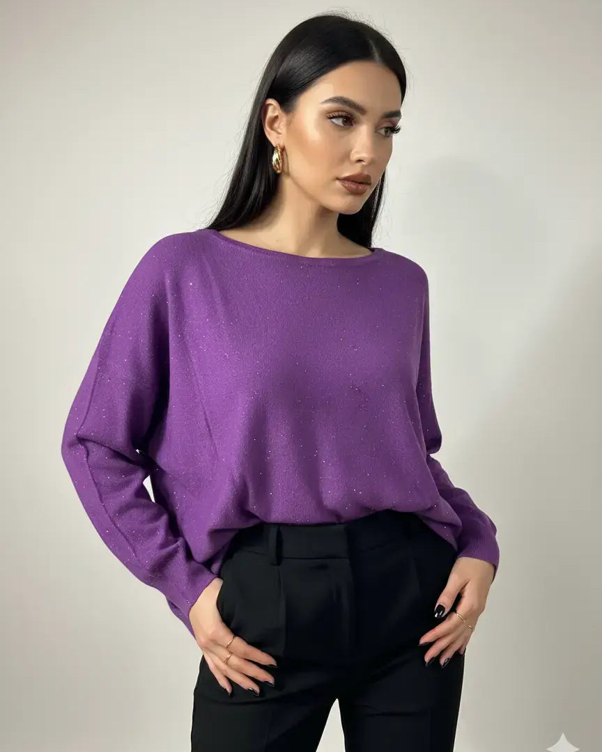 Maglia girocollo con micro paillettes DORABELLA
