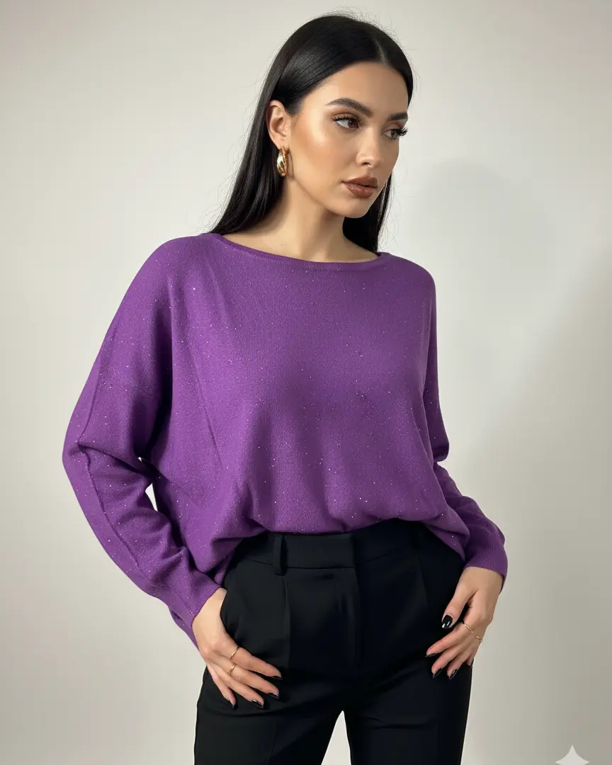 Maglia girocollo con micro paillettes DORABELLA