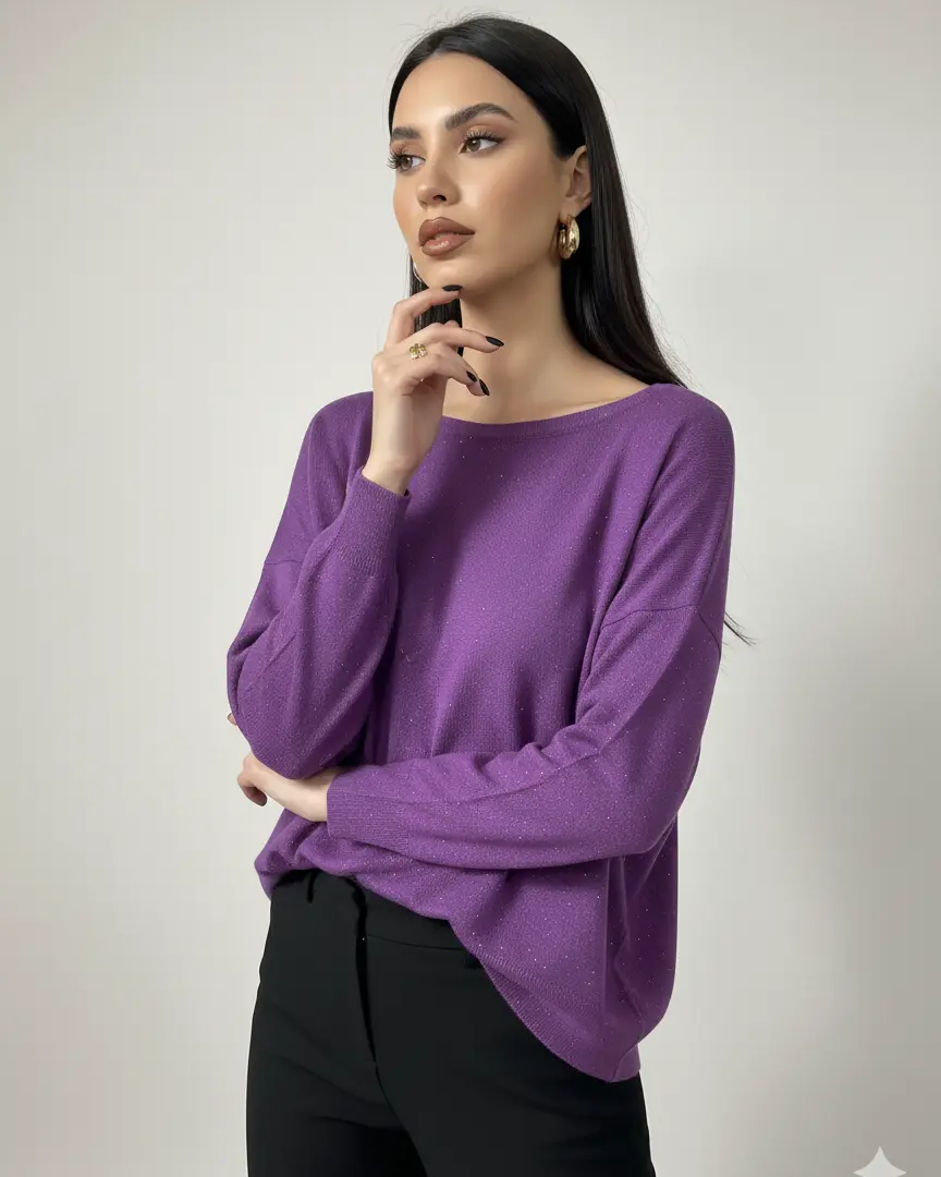 Maglia girocollo con micro paillettes DORABELLA