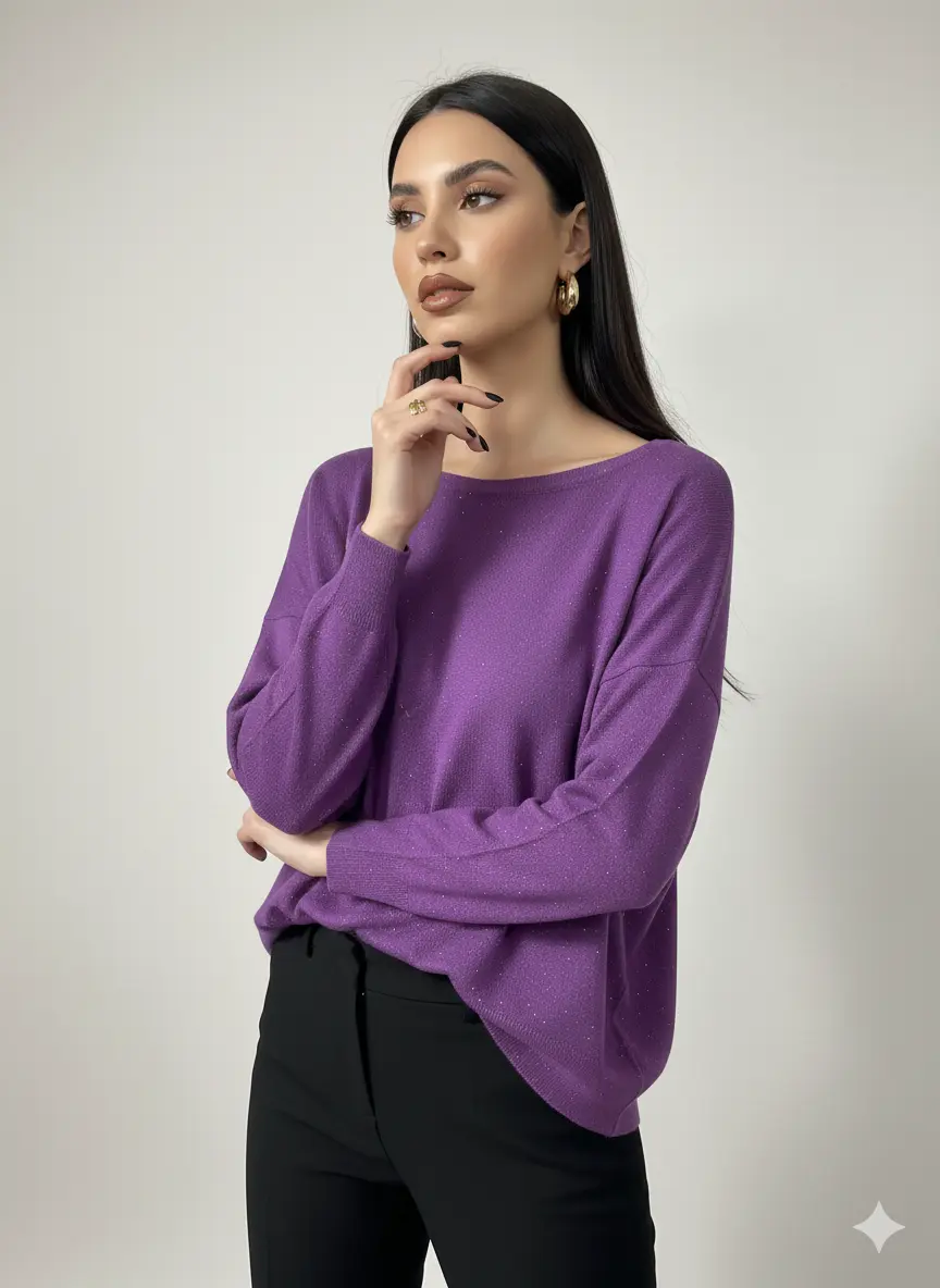 Maglia girocollo con micro paillettes DORABELLA