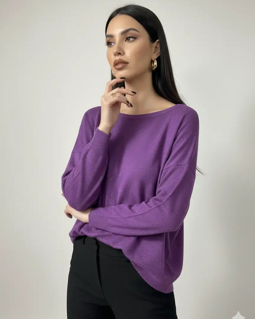 Maglia girocollo con micro paillettes DORABELLA