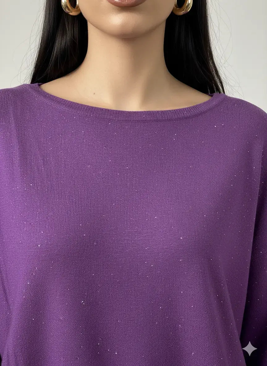 Maglia girocollo con micro paillettes DORABELLA