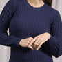 Maglia girocollo con motivo a coste e lurex BLU DORABELLA XL