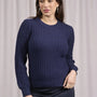 Maglia girocollo con motivo a coste e lurex BLU DORABELLA