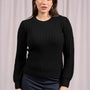 Maglia girocollo con motivo a coste e lurex NERO DORABELLA