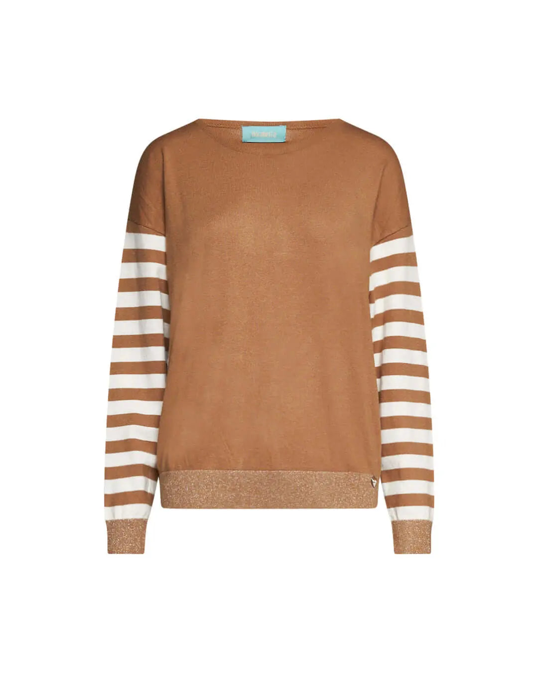 Maglia girocollo con motivo a righe e inserti in lurex CAMMELLO DORABELLA