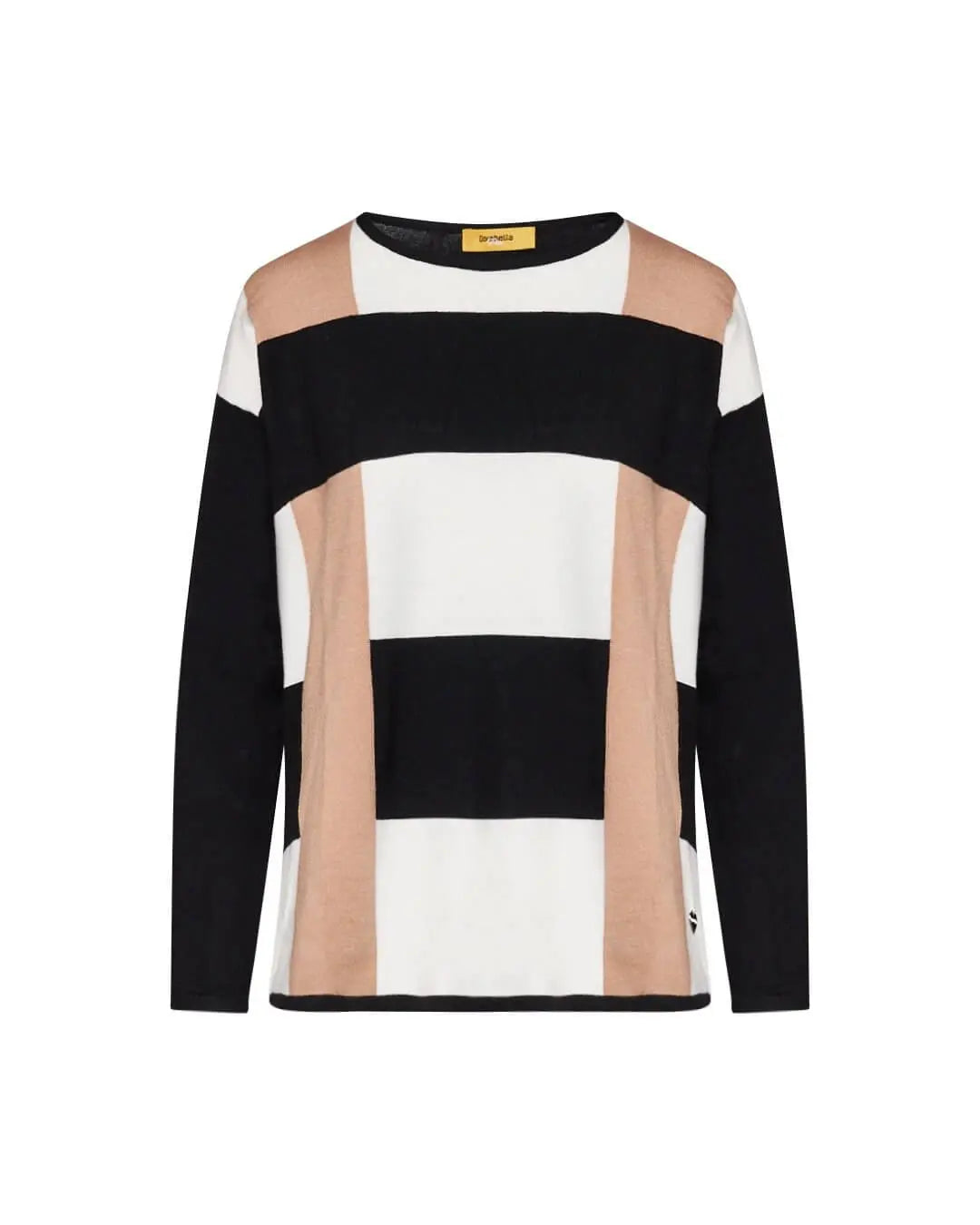 Maglia girocollo con motivo a righe optical NERO DORABELLA PIU'