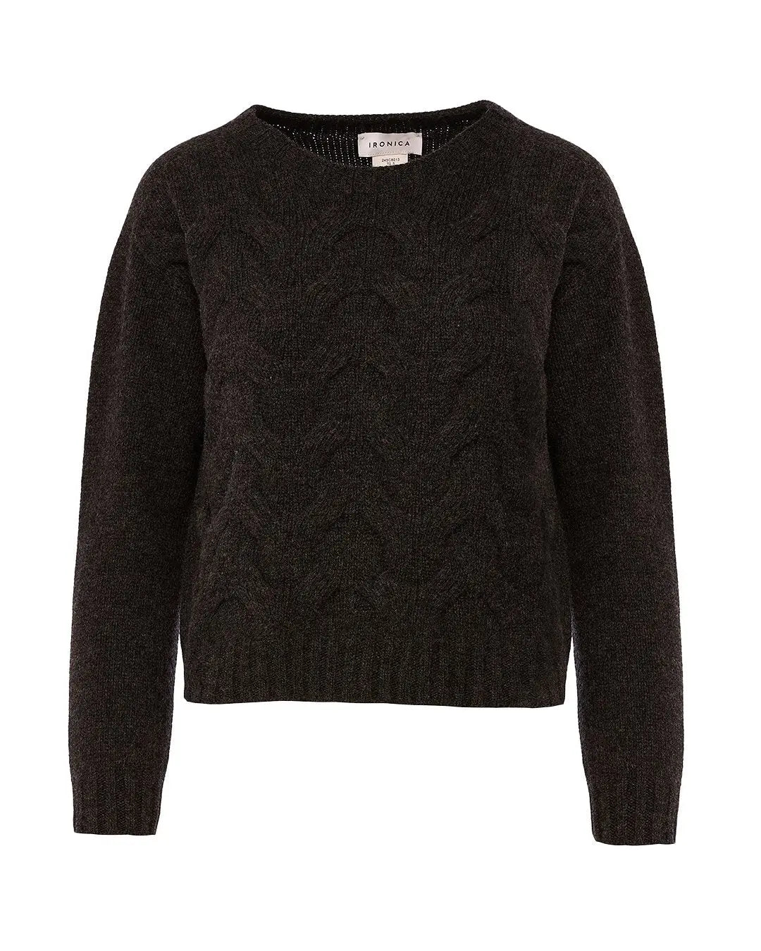 Maglia girocollo con motivo a treccia ondulata ANTRACITE IRONICA