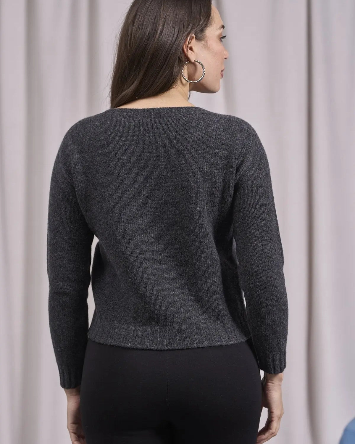 Maglia girocollo con motivo a treccia ondulata ANTRACITE IRONICA