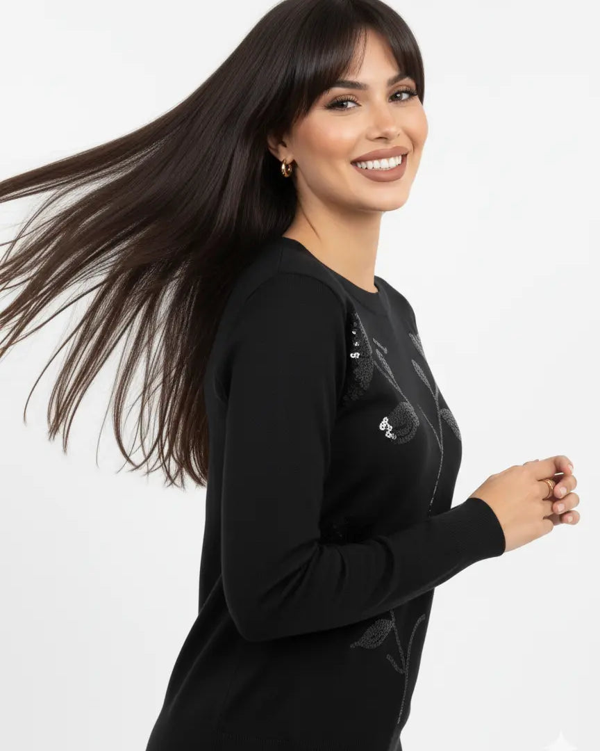 Maglia girocollo con paillettes DORABELLA