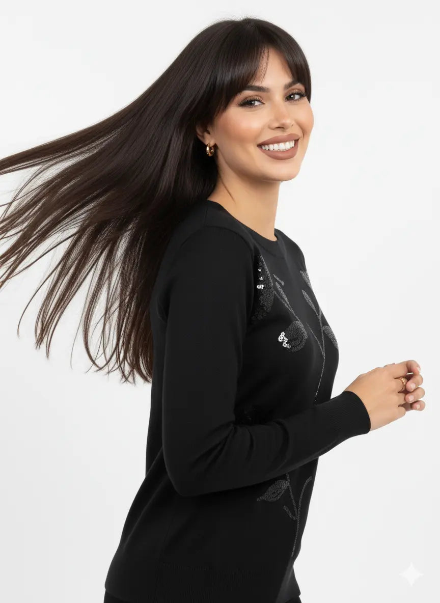 Maglia girocollo con paillettes DORABELLA