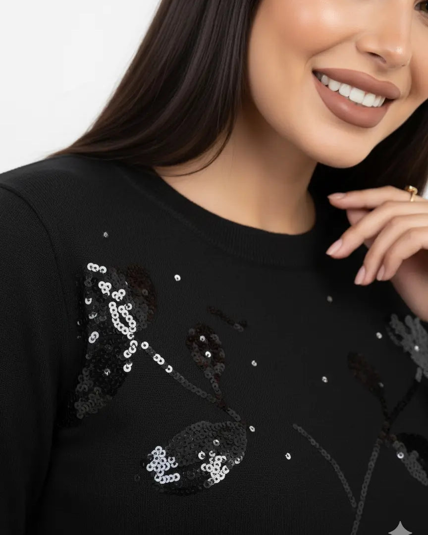 Maglia girocollo con paillettes DORABELLA