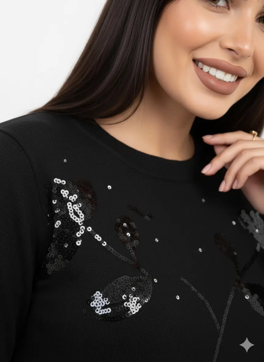 Maglia girocollo con paillettes DORABELLA