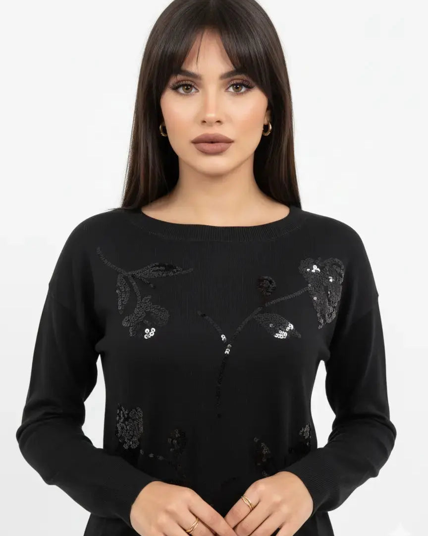 Maglia girocollo con paillettes DORABELLA